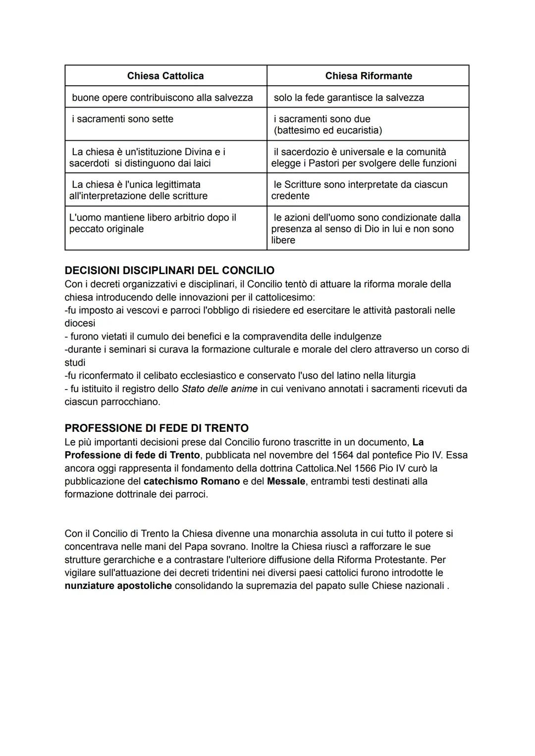 LA CONTRORIFORMA
Di fronte alla diffusione delle dottrine protestanti e alla rottura dell'unità religiosa cristiana, la
Chiesa Cattolica int