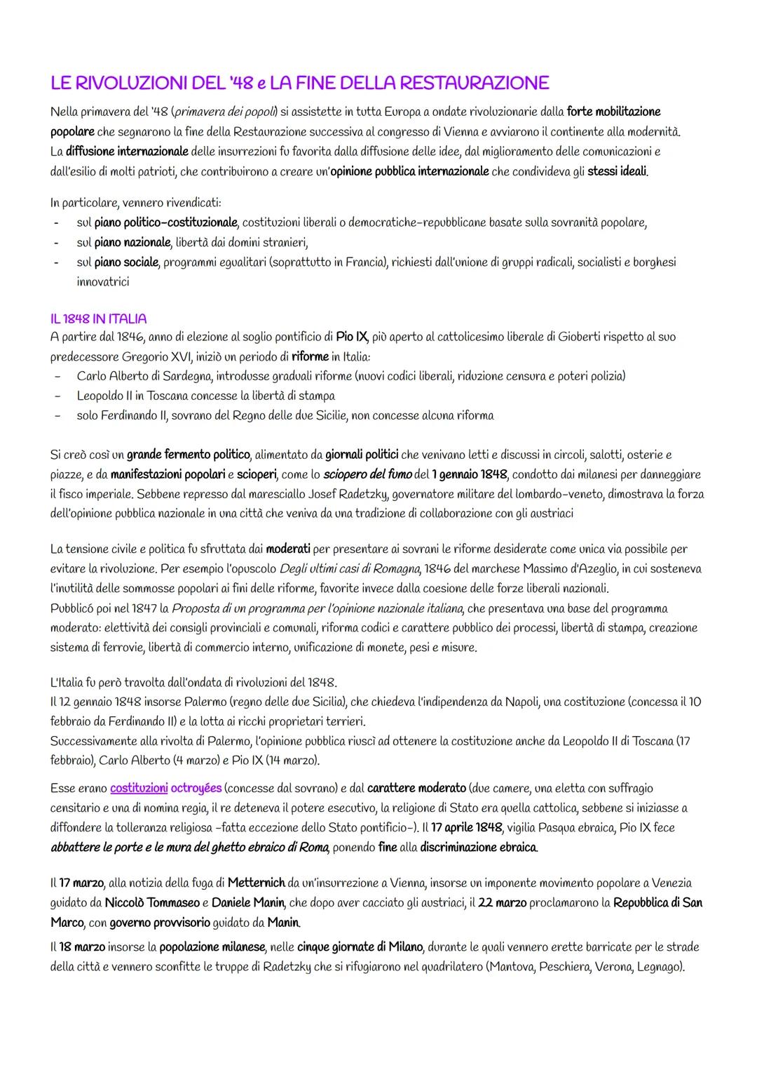 # RISORGIMENTO ITALIANO -> termine con significato politico riferito agli obiettivi dell'indipendenza e
dell'unificazione dell'Italia, che f