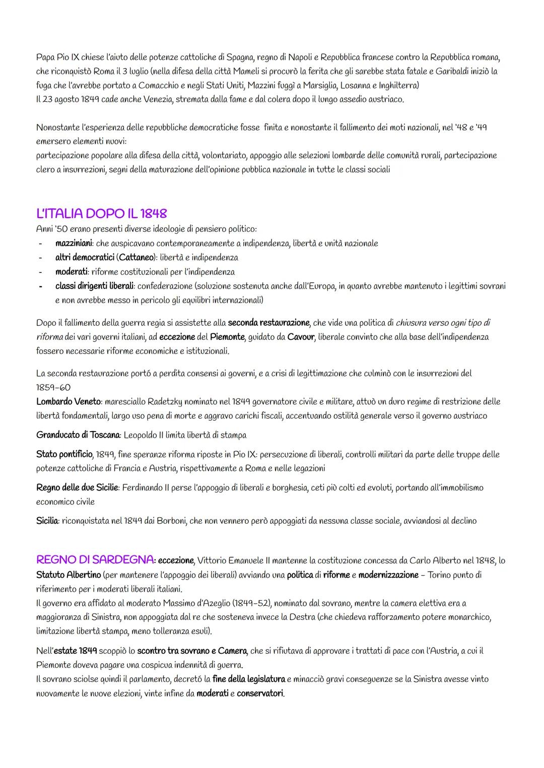# RISORGIMENTO ITALIANO -> termine con significato politico riferito agli obiettivi dell'indipendenza e
dell'unificazione dell'Italia, che f