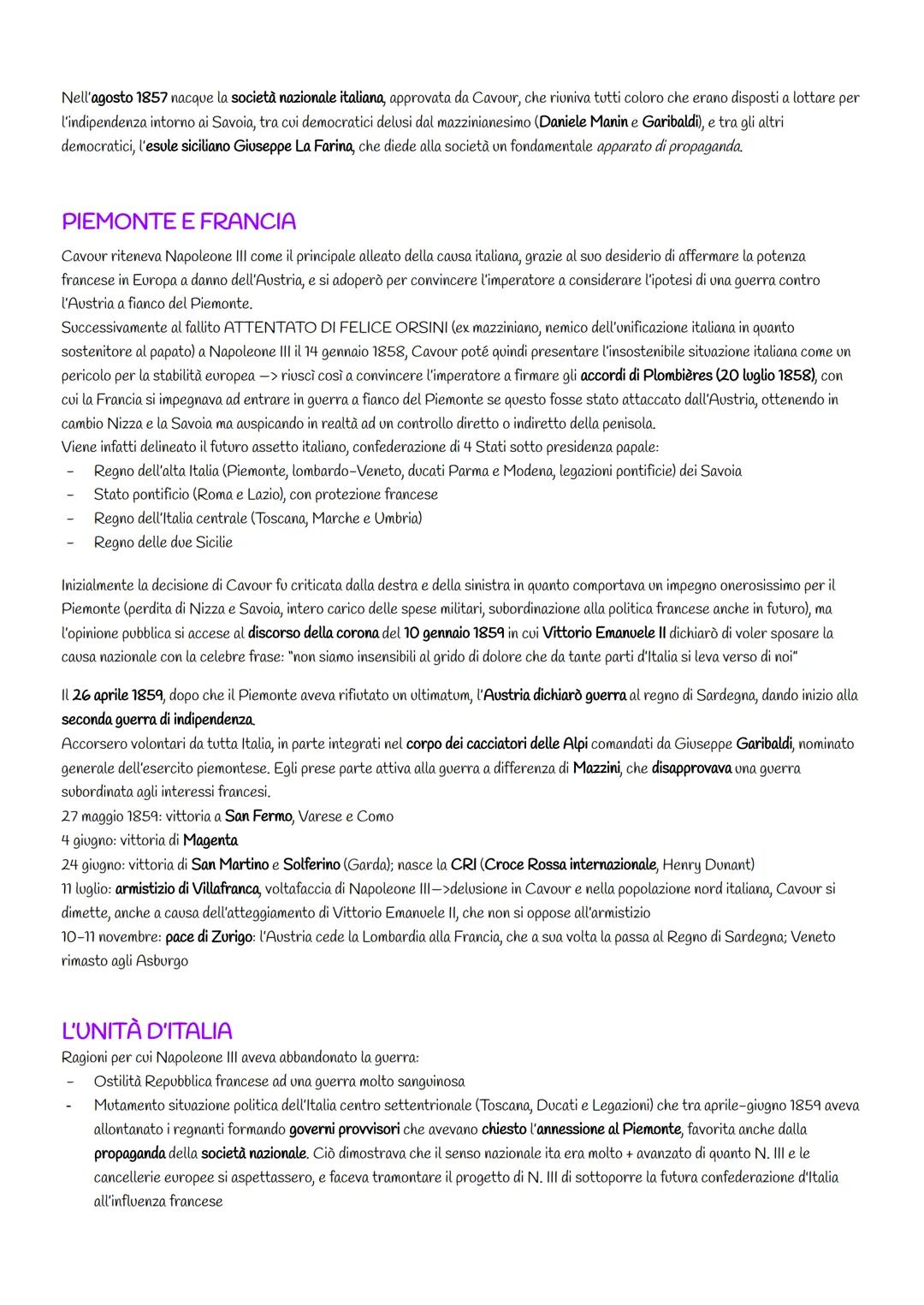 # RISORGIMENTO ITALIANO -> termine con significato politico riferito agli obiettivi dell'indipendenza e
dell'unificazione dell'Italia, che f