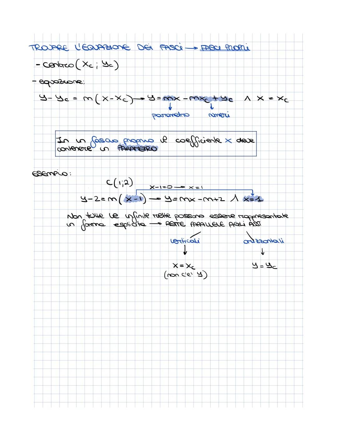 fasci di rette.
→ costituiti da INFINITE RETTE
↓
Si dividono in
↓
FASCI IMPROPRI
FASCO PROPRI
in finite rette parallele //
stesso coefficie