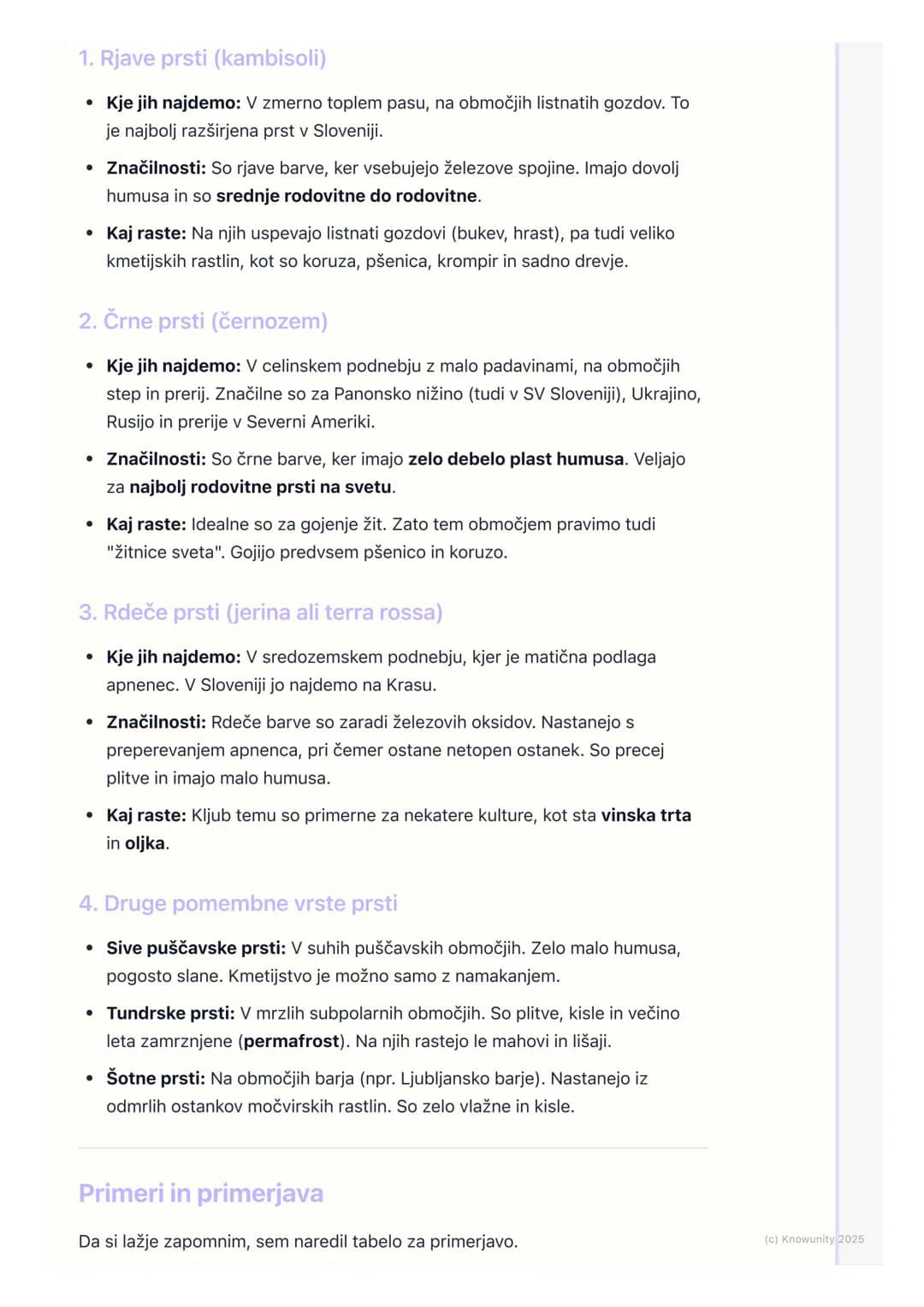 # Glavne vrste prsti
Uvod v vrste prsti
Prst je zgornja plast zemeljske površine, v kateri rastejo rastline. Ni povsod
enaka. Različne vrs