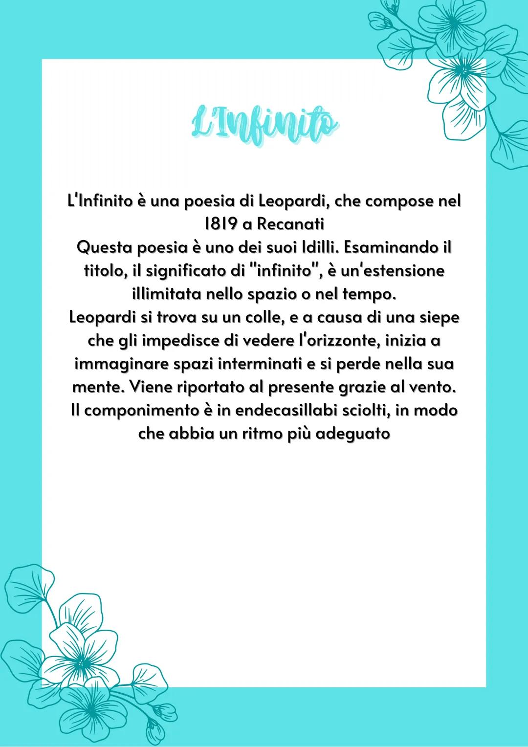 Giacomo Leopardi
Giacomo Leopardi nacque nel 1798 a Recanati.
La sua infanzia fu molto triste, a causa dei genitori
severi e freddi, in part