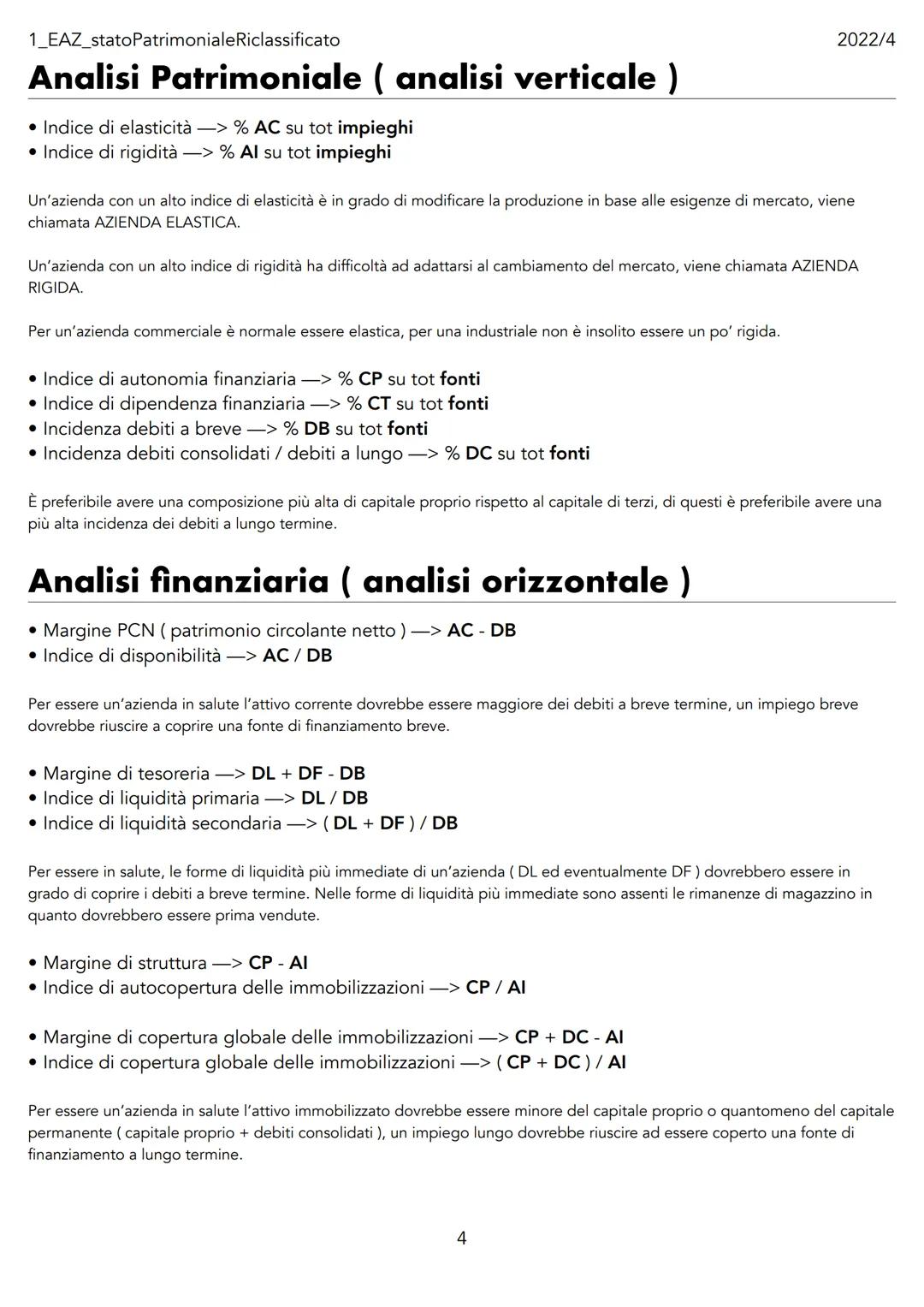 1_EAZ_statoPatrimoniale Riclassificato
STATO PATRIMONIALE RICLASS.
ATTIVO CORRENTE (AC)
Disponibilità liquide DL
IMPIEGHI
Disponibilità fina