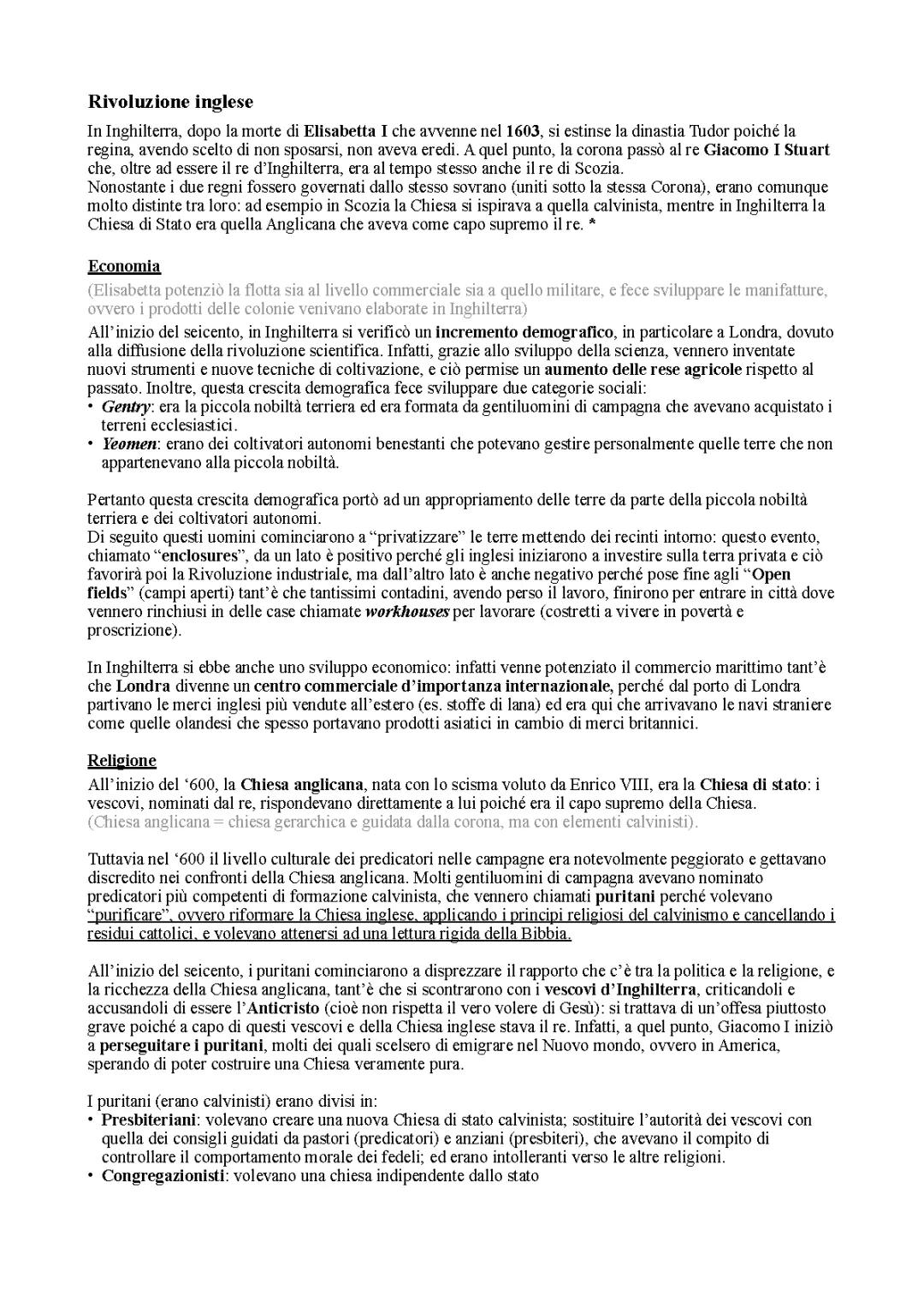 Rivoluzione Inglese e Assolutismo Francese