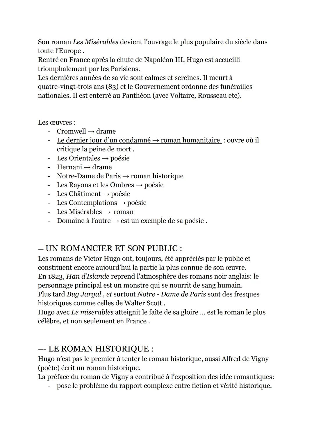 # VICTOR HUGO
Le romantisme dans tous ses états → dans toutes ses formes, genres (prose,
poésie, théâtre). Il est poète, dramaturge, écriva