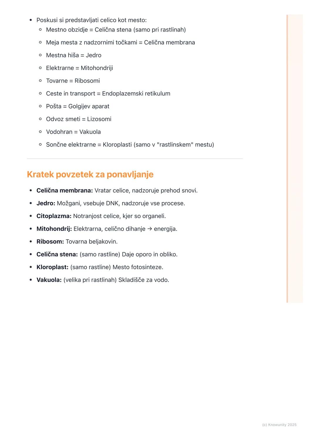 # Zgradba celice
Uvod: Celica kot osnovna enota življenja
Vsa živa bitja so zgrajena iz celic. Celica je najmanjša enota, ki lahko
samosto