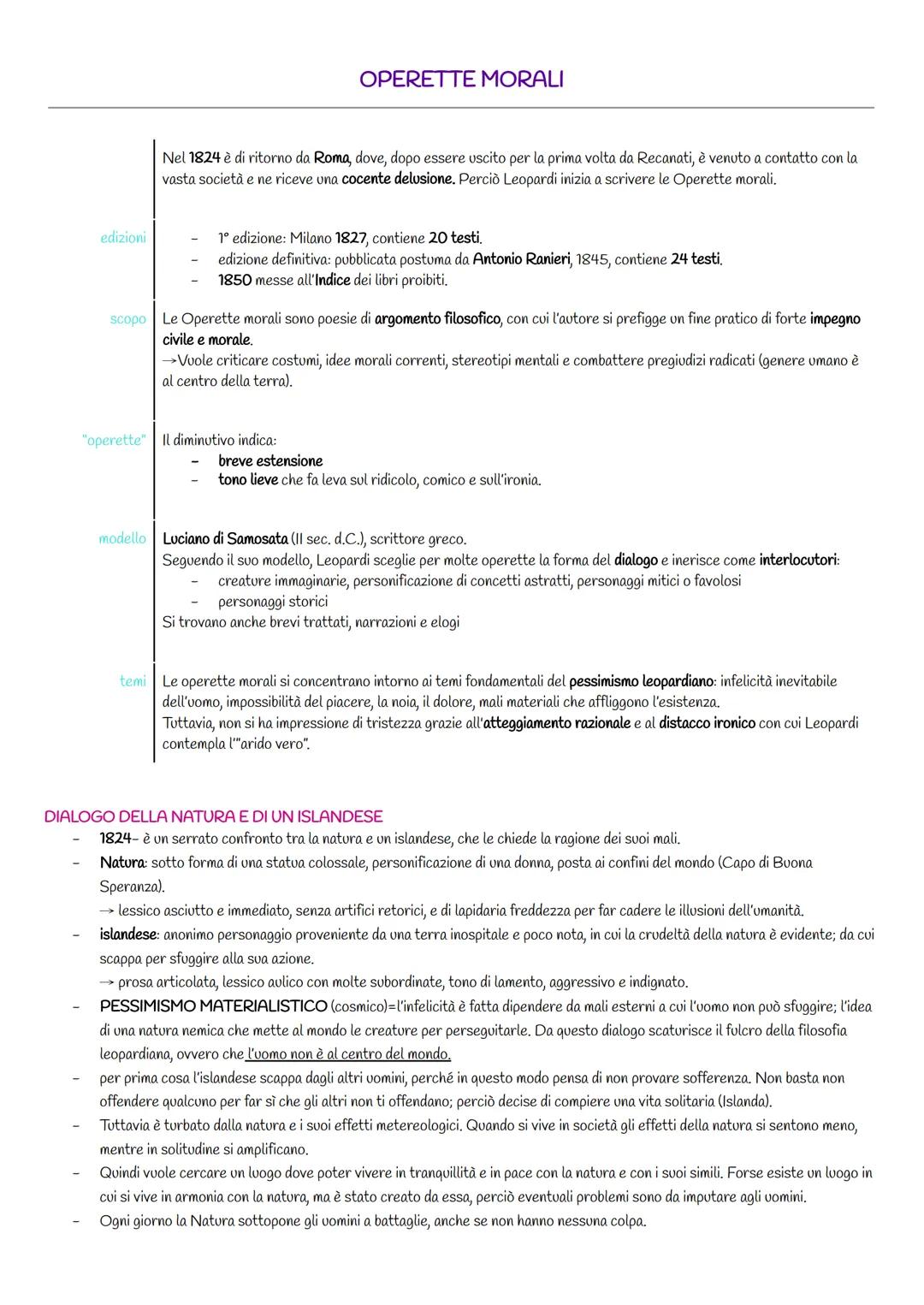 # OPERETTE MORALI
Nel 1824 è di ritorno da Roma, dove, dopo essere uscito per la prima volta da Recanati, è venuto a contatto con la
vasta