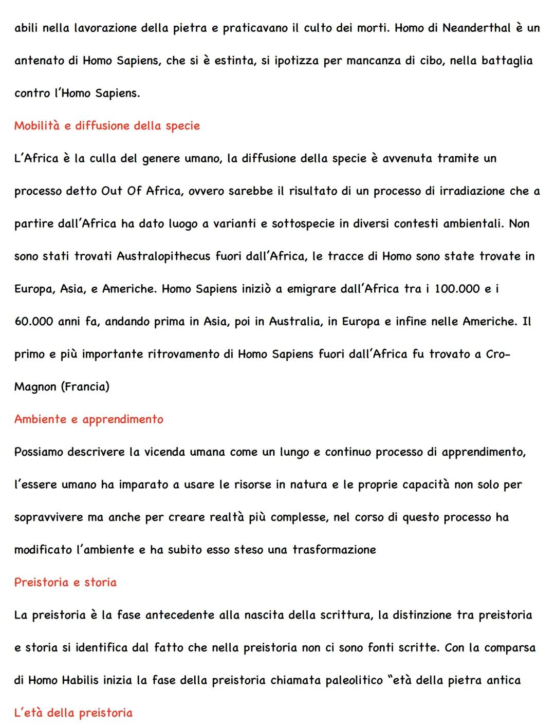 Uomo ambiente e evoluzione
Il processo di ominazione è il processo di formazione della specie umana. Questo processo
viene ricostruito sulla