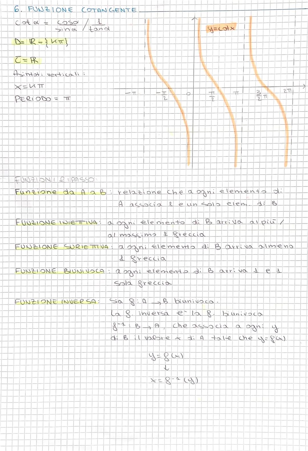 FUNZIONI GONIOMET
1. FUNZIONE SENO
D = R
2
Sin α = YB
Sin (-x) = sind
SINUSOIDE:
y
L
t
y
A
O
FUNZIONE COSENO
y = cos x
D = PR
cos (a) = cos(
