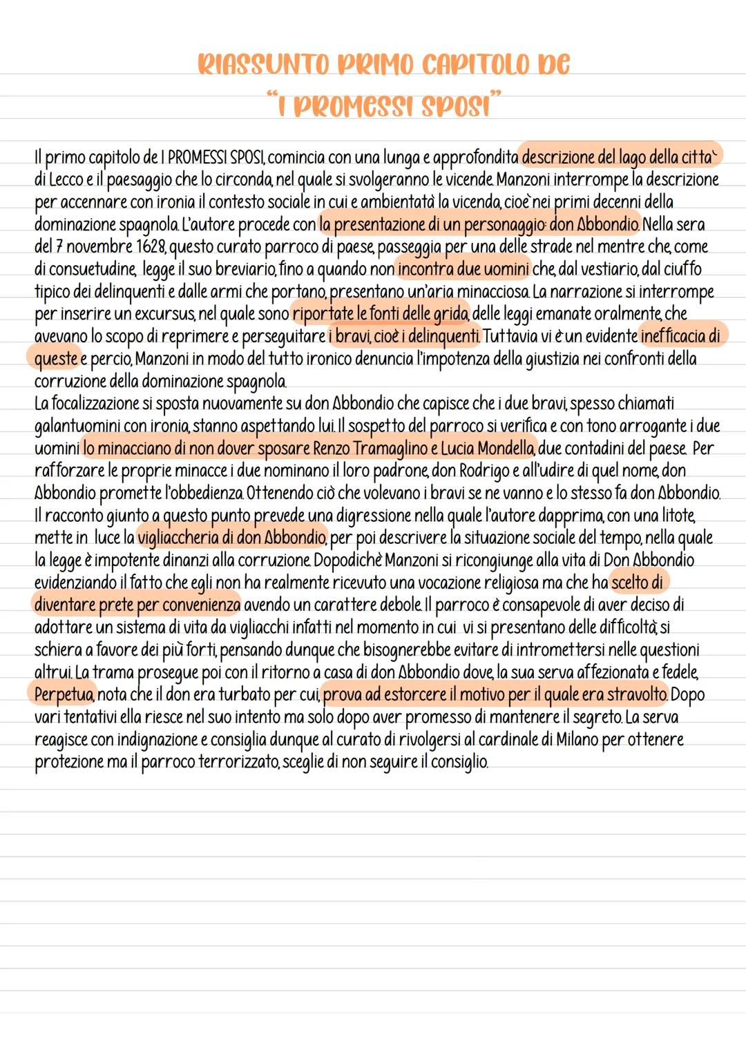 RIASSUNTO PRIMO CAPITOLO DE
"I PROMESSI SPOSI"
Il primo capitolo de I PROMESSI SPOSI, comincia con una lunga e approfondita descrizione del