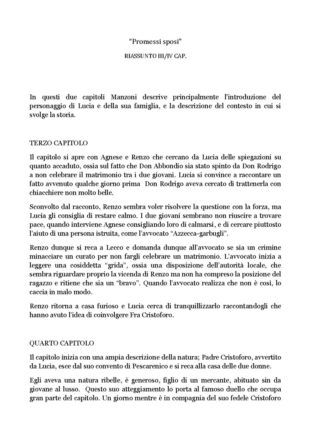 Capitolo III/IV promessi sposi