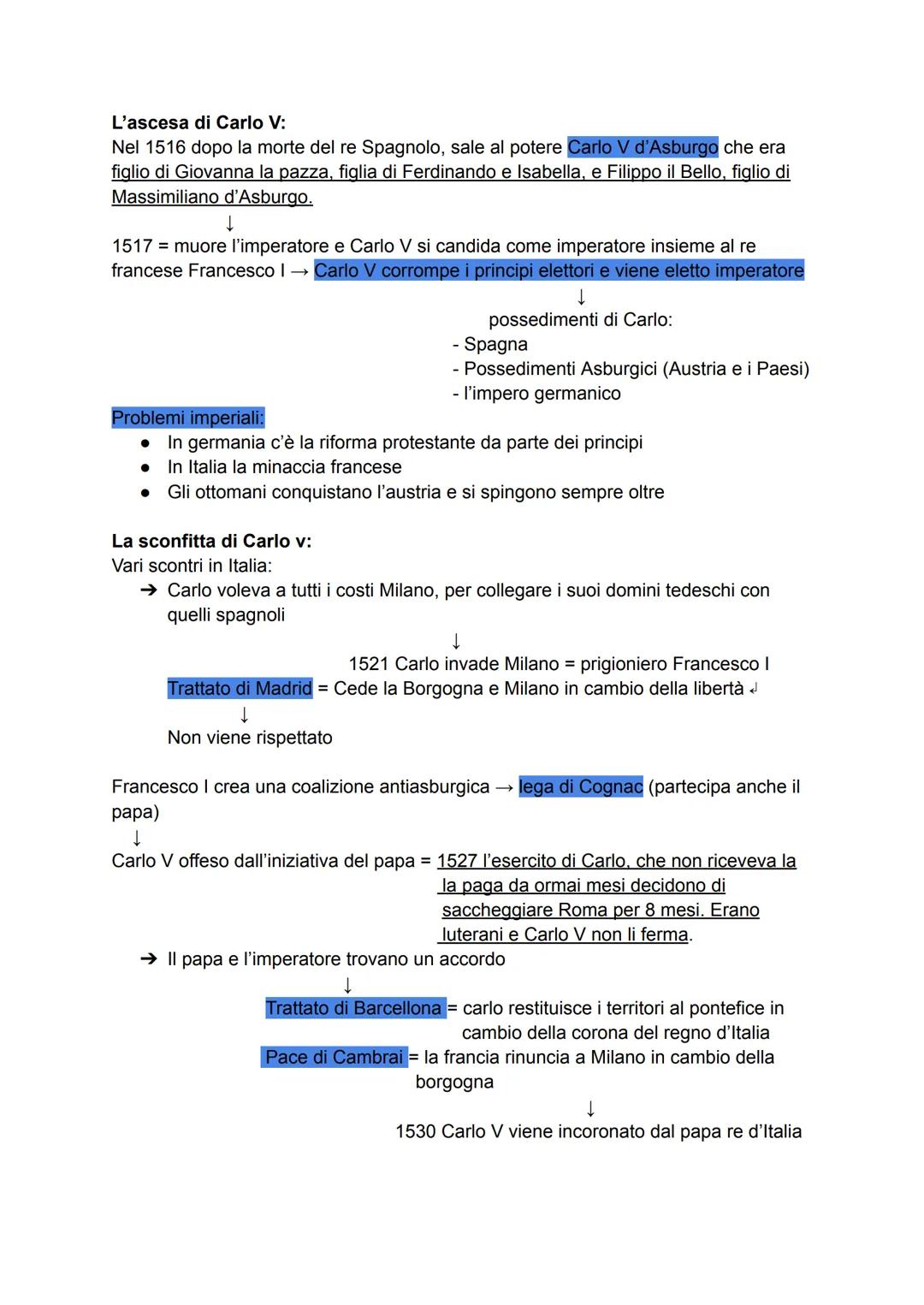 Carlo V e la fine della libertà italiana
Tra la fine del 400 inizia un periodo di guerra sul suolo italiano intrapreso da stranieri
tra cui