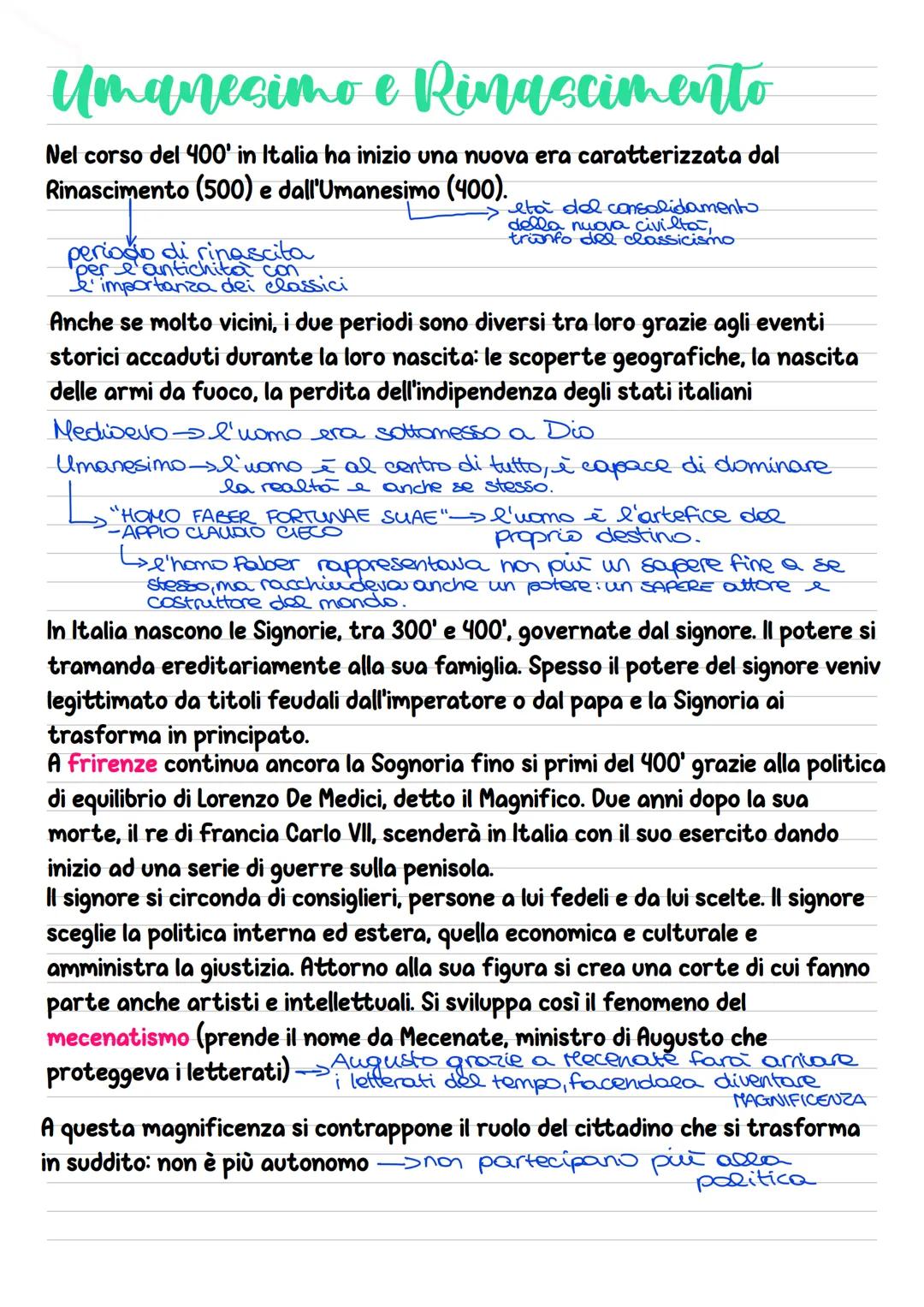 umanesimo e rinascimento