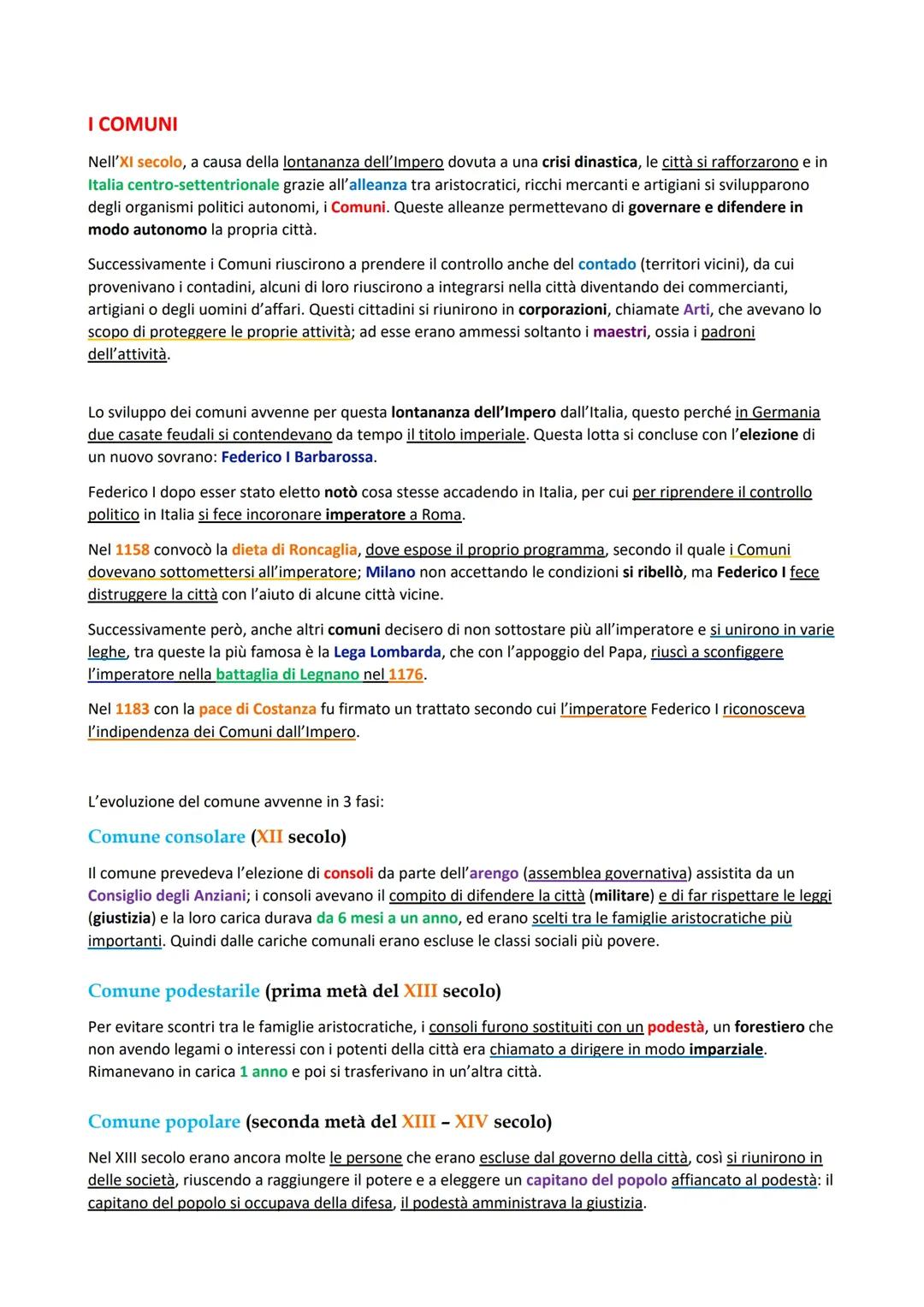 I Comuni e l'Impero (STORIA)