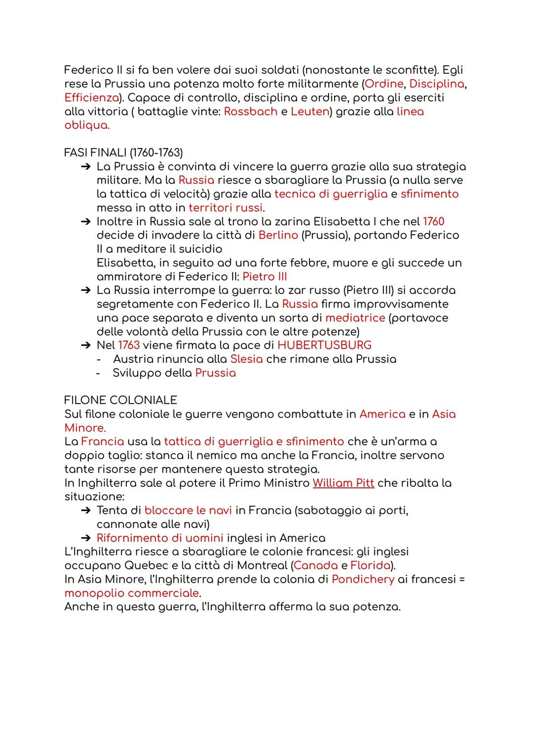 GUERRA DEI 7 ANNI
La guerra dei 7 anni viene nominata come "Prima Guerra Mondiale"
perché non ha coinvolto solo il vecchio continente bensì