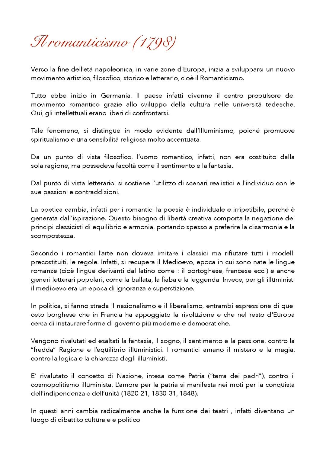 Il Romanticismo letterario & Giacomo Leopardi