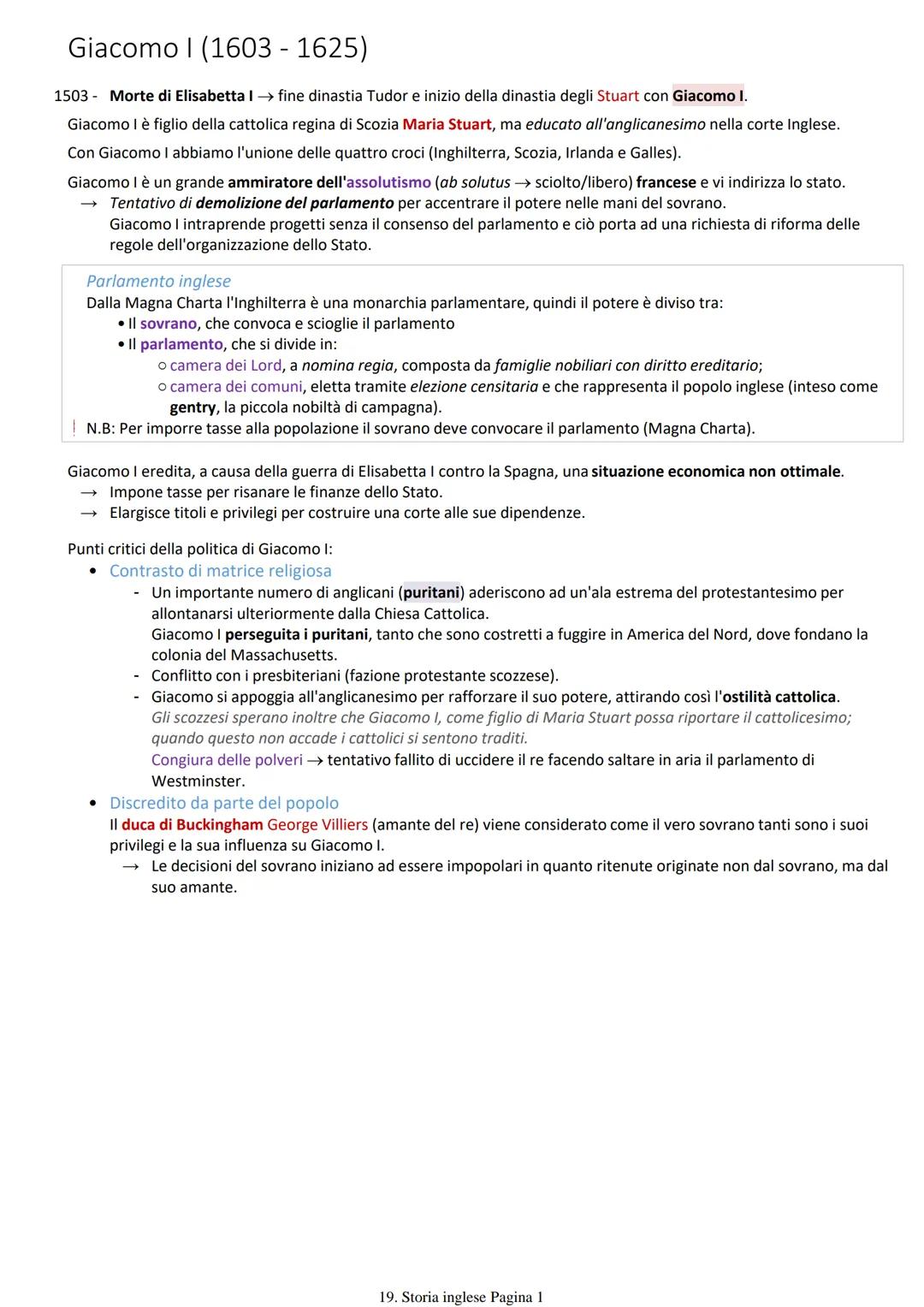 Storia inglese del XVII secolo