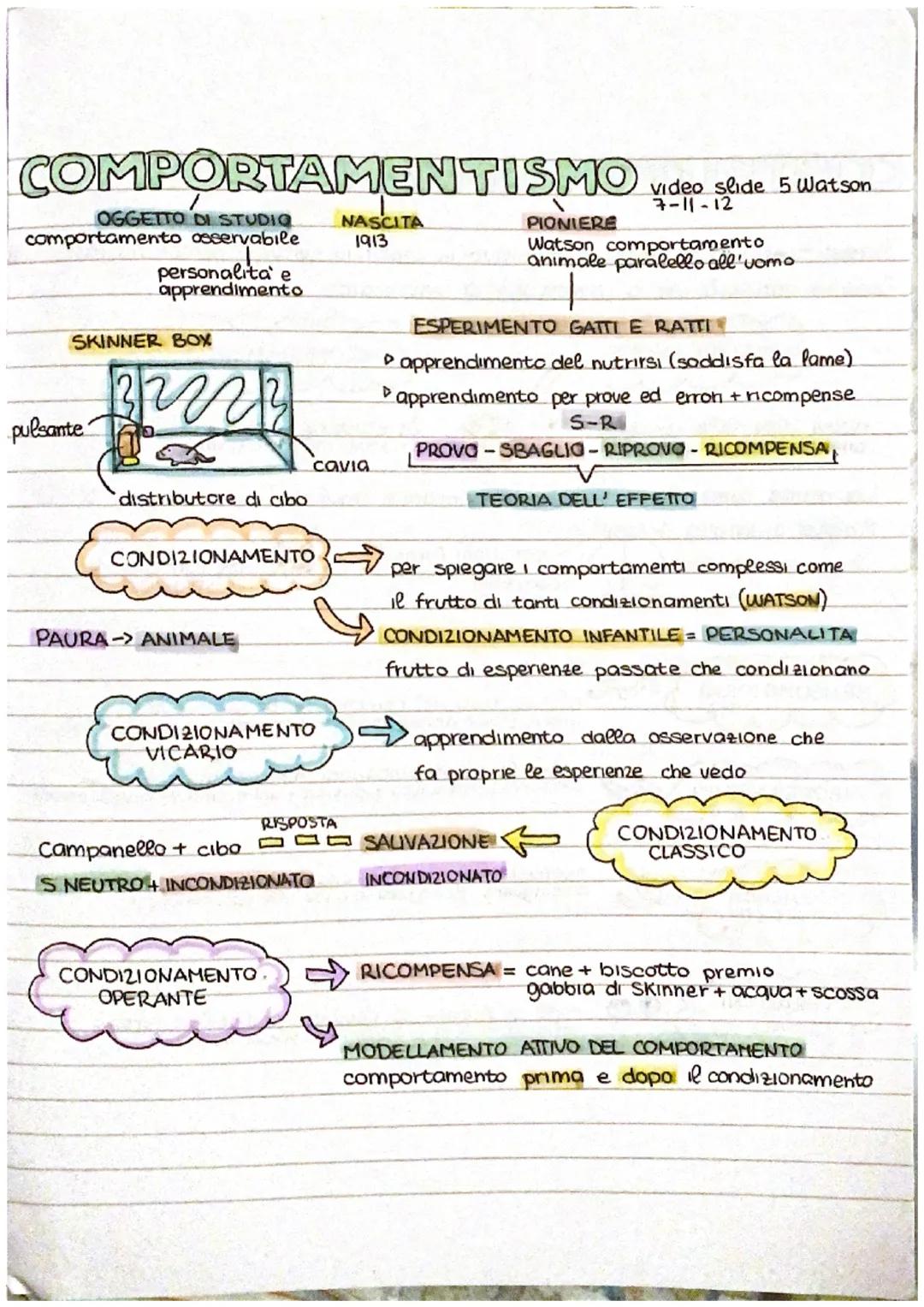 SVILUPPO COGNITIVO
COMPORTAMENTISMO
corrente della psicologia che studia il comportamento dell'uomo solo l'osservaal
e la traduce in realta'