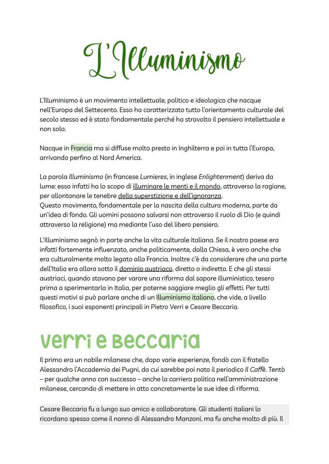 L'Illuminismo
L'Illuminismo è un movimento intellettuale, politico e ideologico che nacque
nell'Europa del Settecento. Esso ha caratterizzat