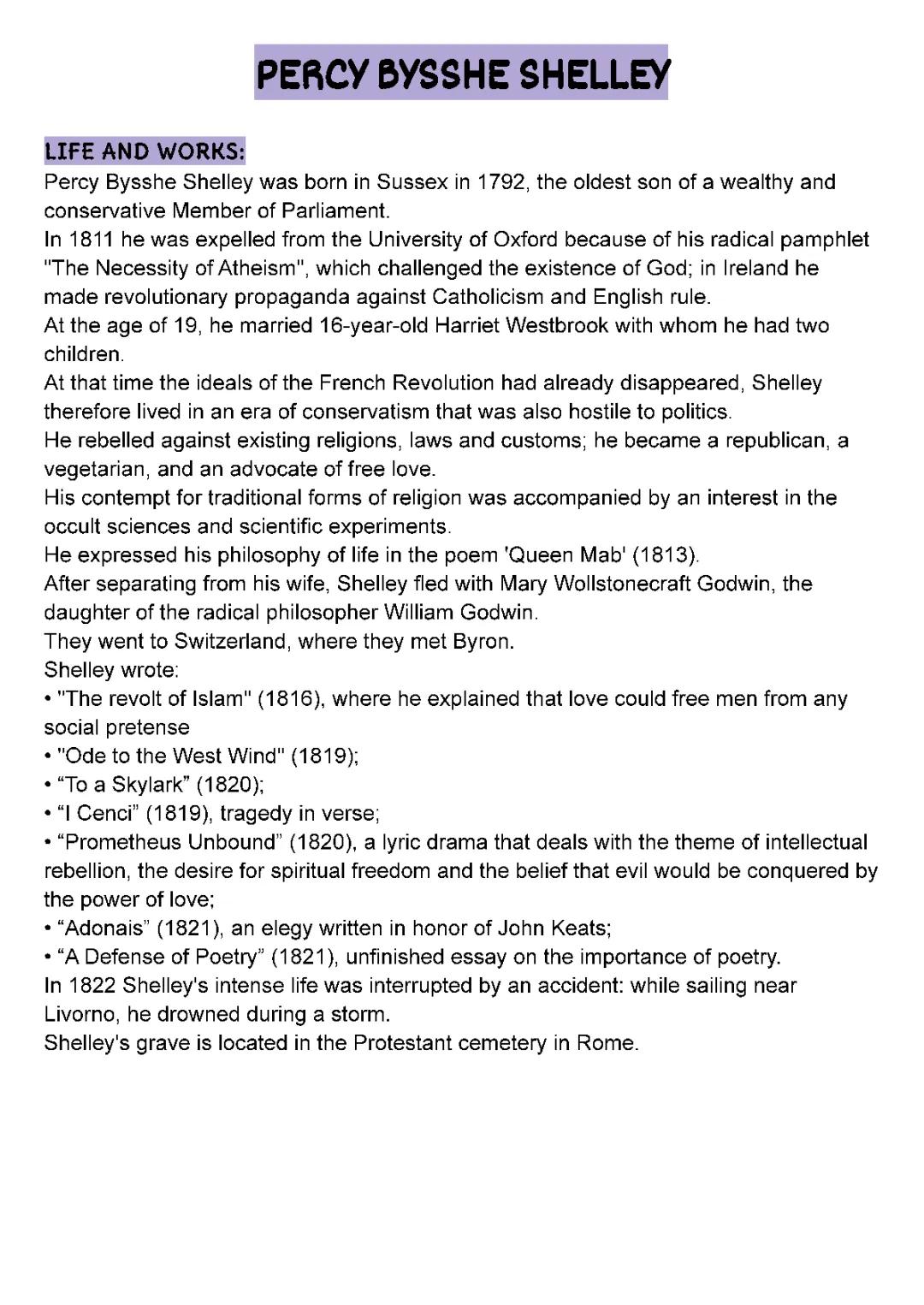 percy shelley e jane austen