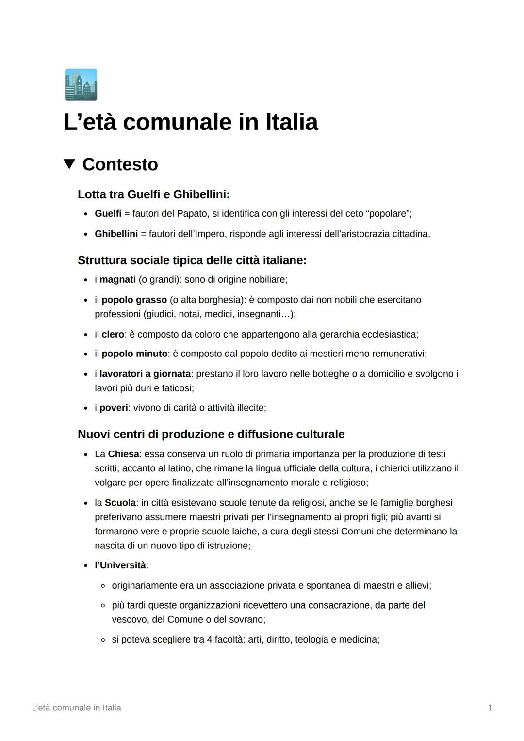 L'età comunale in Italia
