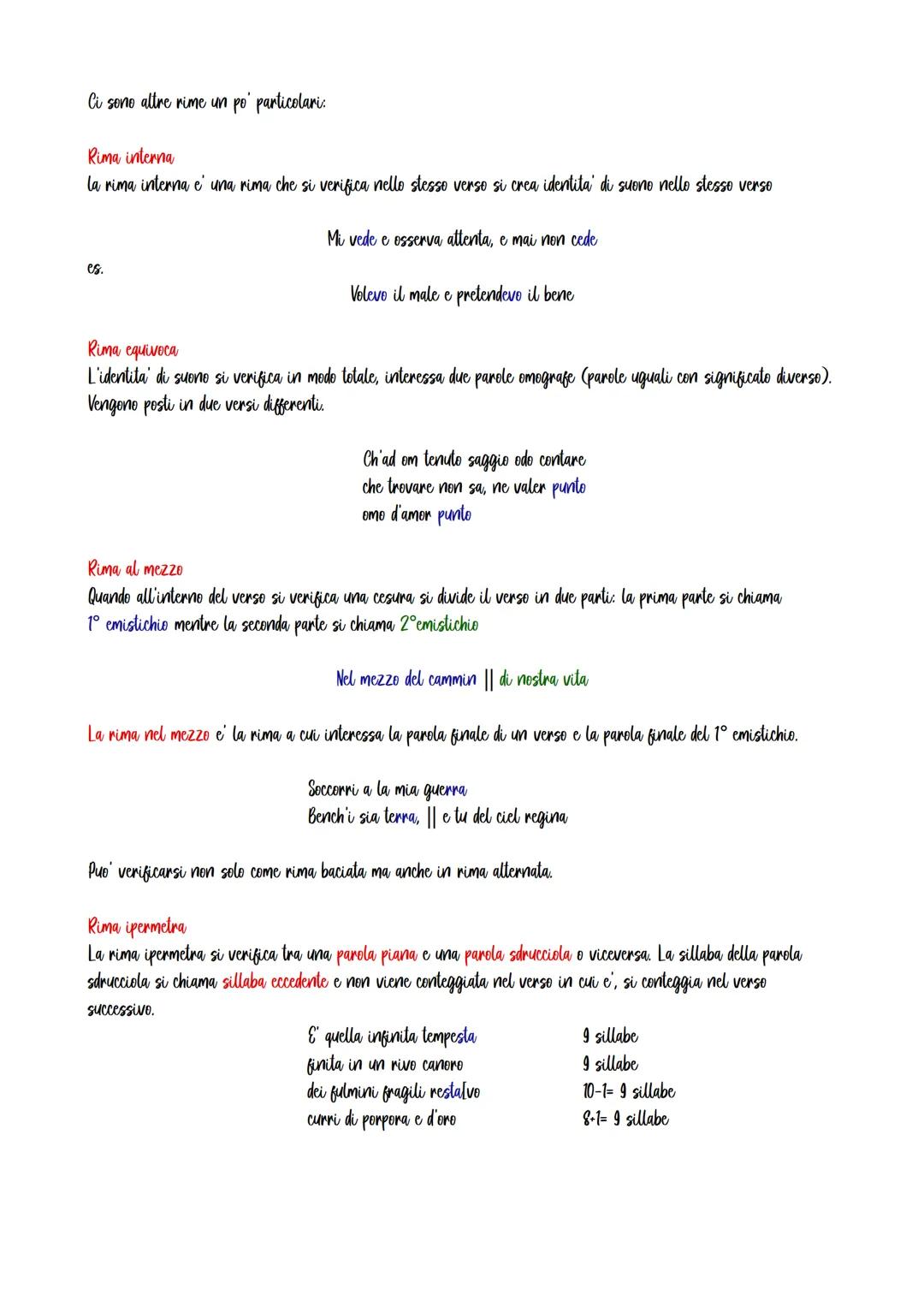 Poesia - Rime
La rima e' un tipico espediente per dare ritmo alla poesia.
La rima e' l'identita' di suono che si crea tra due o piu' versi q