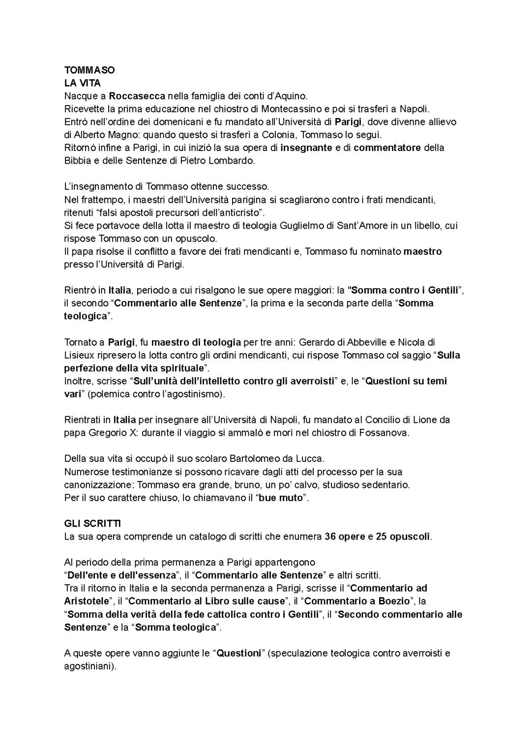 San Tommaso filosofia