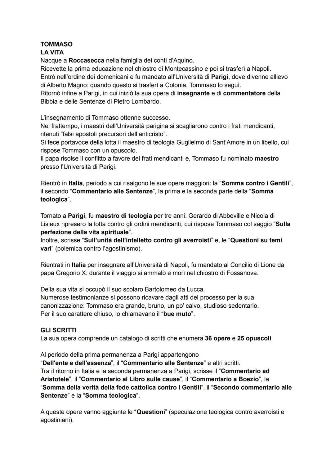 TOMMASO
LA VITA
Nacque a Roccasecca nella famiglia dei conti d'Aquino.
Ricevette la prima educazione nel chiostro di Montecassino e poi si t