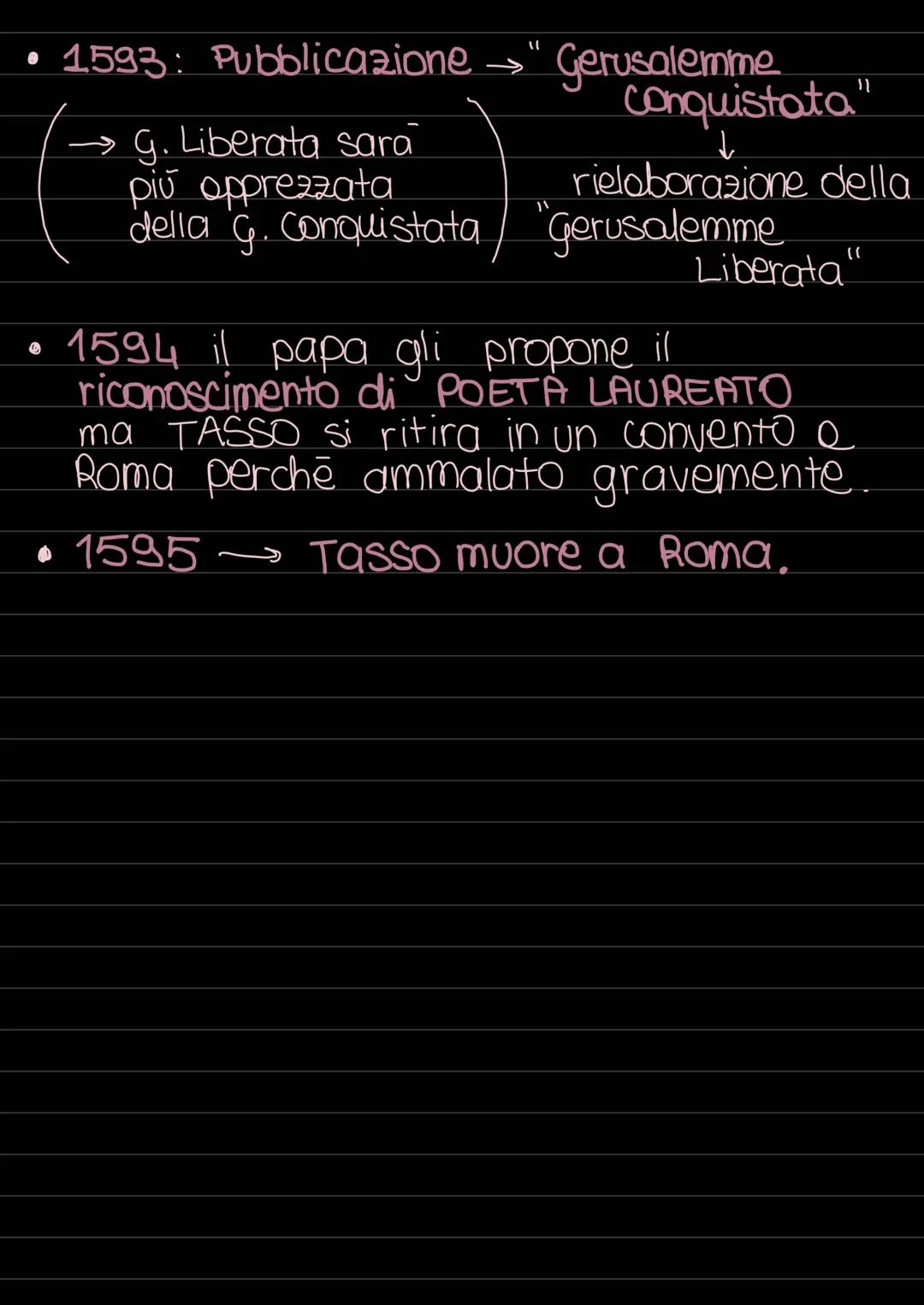 TORQUATO
LA VITA TASSO
Nasce a Sorrento 1'11 marzo 1544 da una famiglia
aristocratica.
• 1557 si trasferisce a Urbino alla corte dei della R