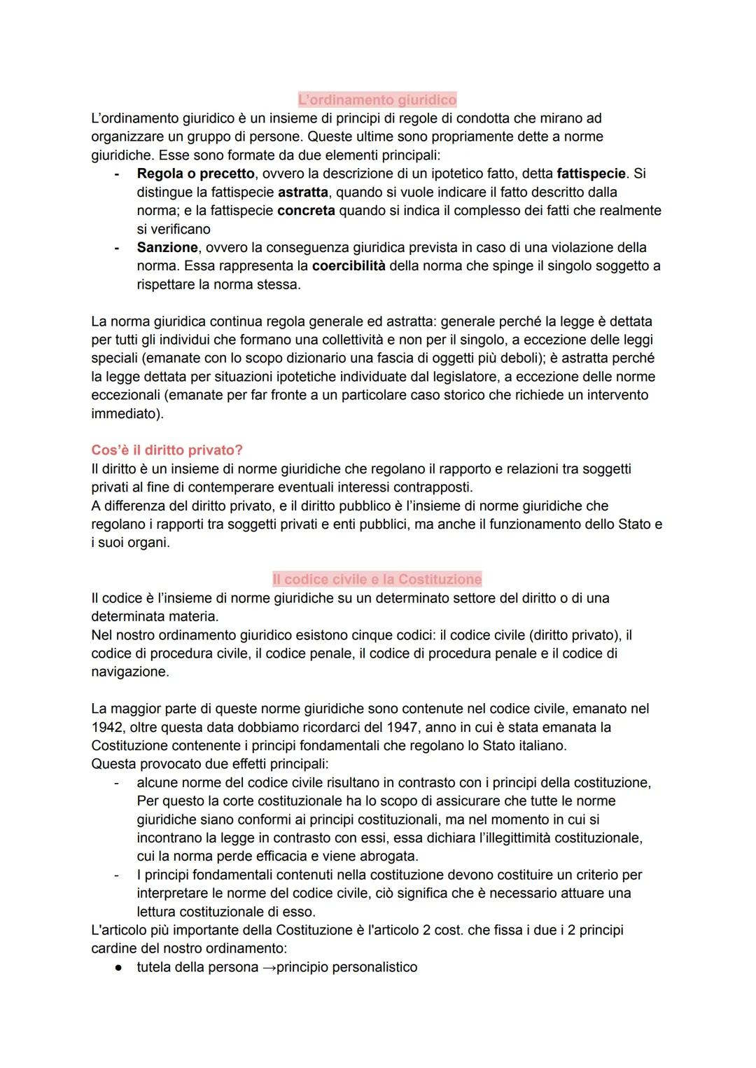 L'ordinamento giuridico
L'ordinamento giuridico è un insieme di principi di regole di condotta che mirano ad
organizzare un gruppo di person