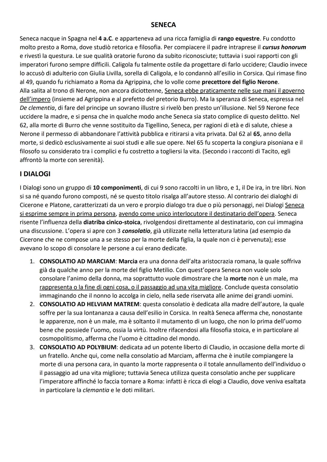 SENECA
Seneca nacque in Spagna nel 4 a.C. e apparteneva ad una ricca famiglia di rango equestre. Fu condotto
molto presto a Roma, dove studi