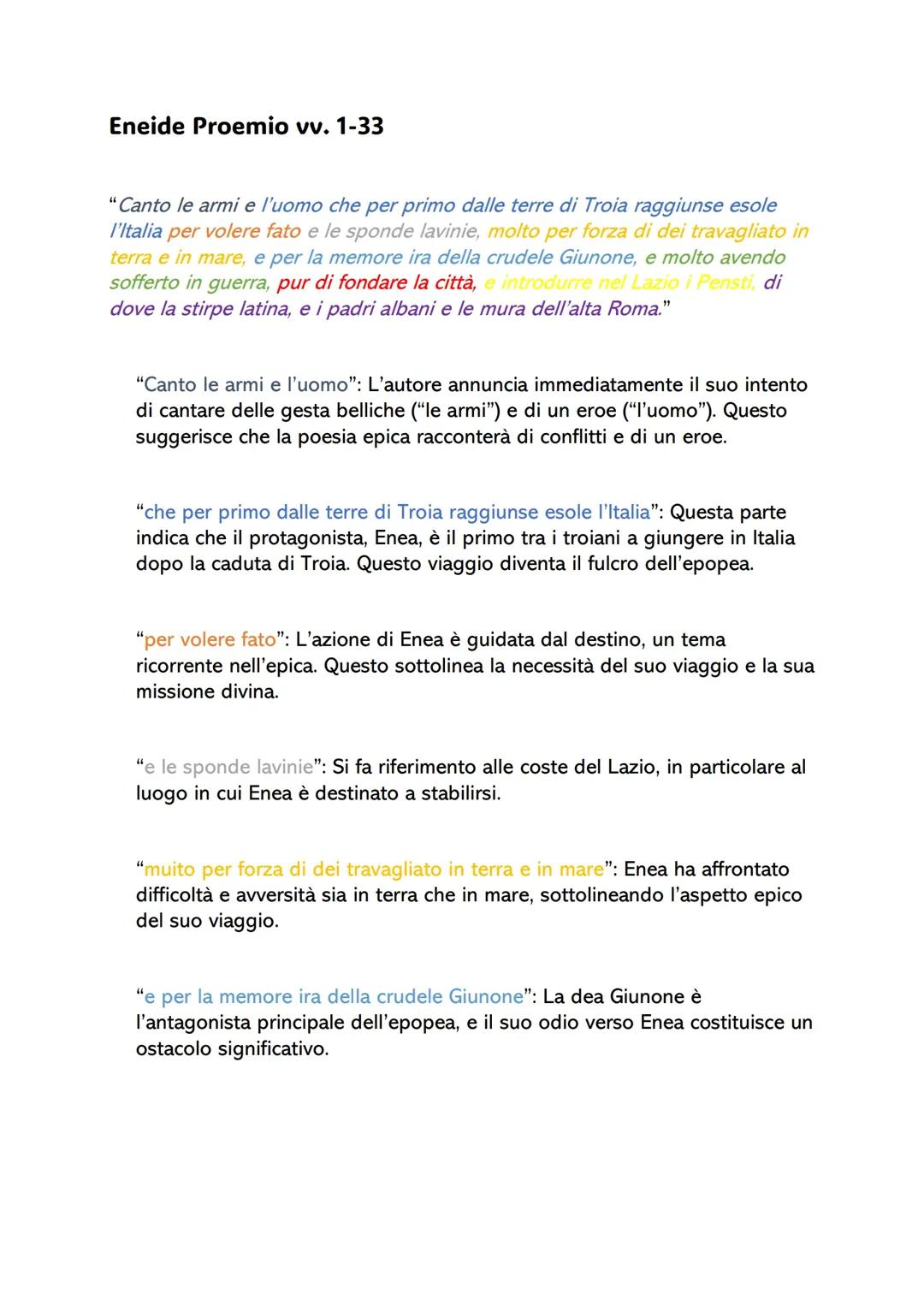 •ENEIDE• Proemio vv. 1-33 ~analizzato~