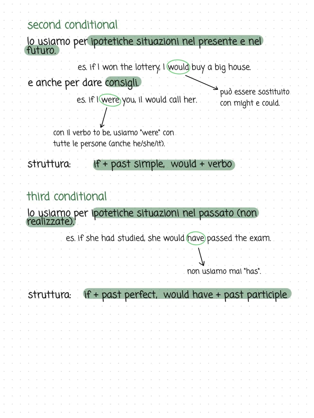 conditionals
i conditionals (o periodi ipotetici) sono frasi che descrivono
una condizione e il suo possibile risultato.
sono composti da du
