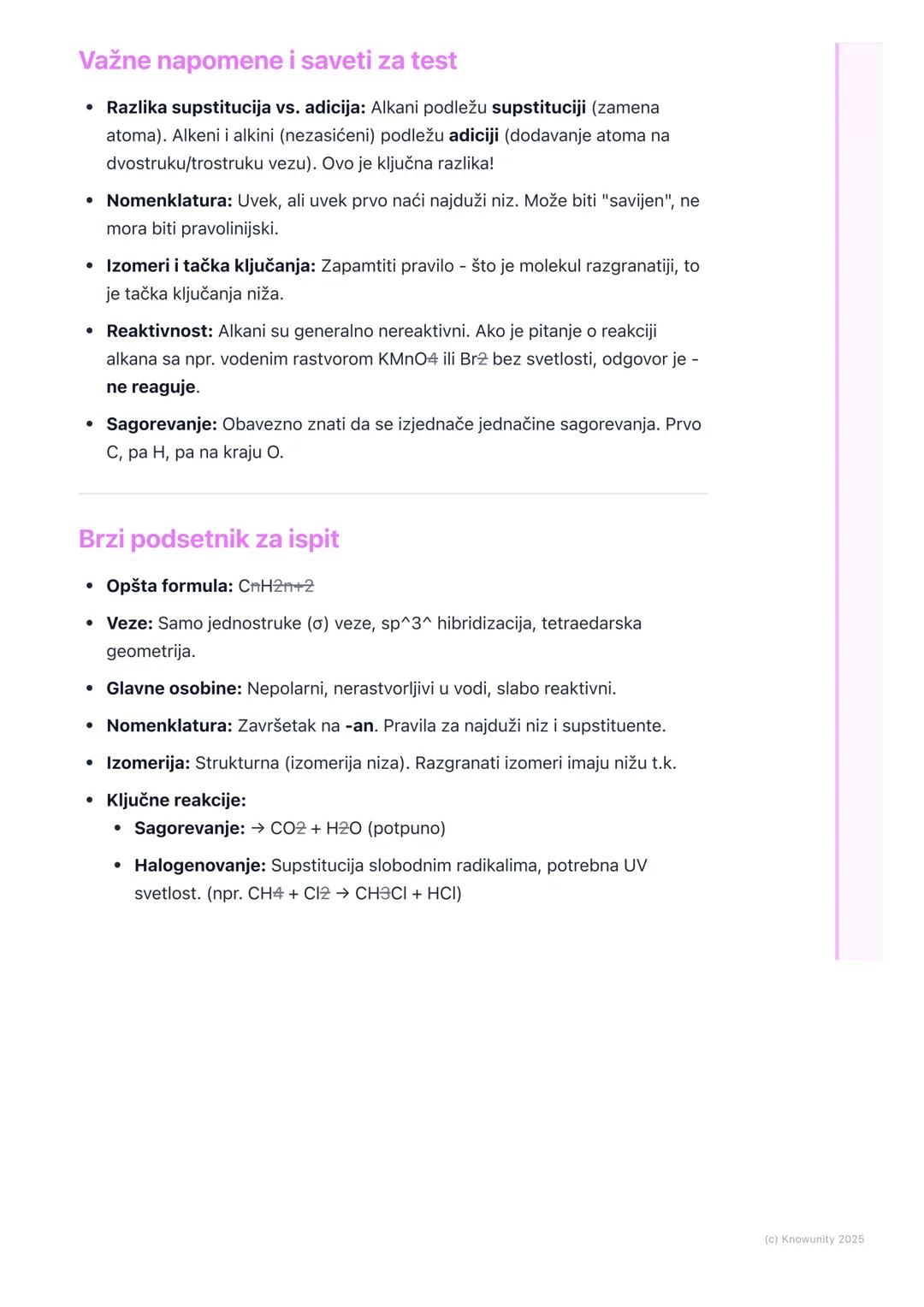 # Alkani
Uvod u alkane i opšte karakteristike
Alkani su zasićeni ugljovodonici. To znači da sadrže samo atome ugljenika (C)
i vodonika (H)