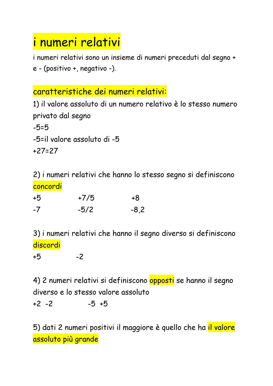 I numeri relativi
