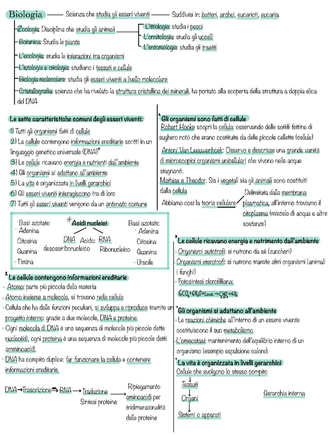La biologia e la cellula