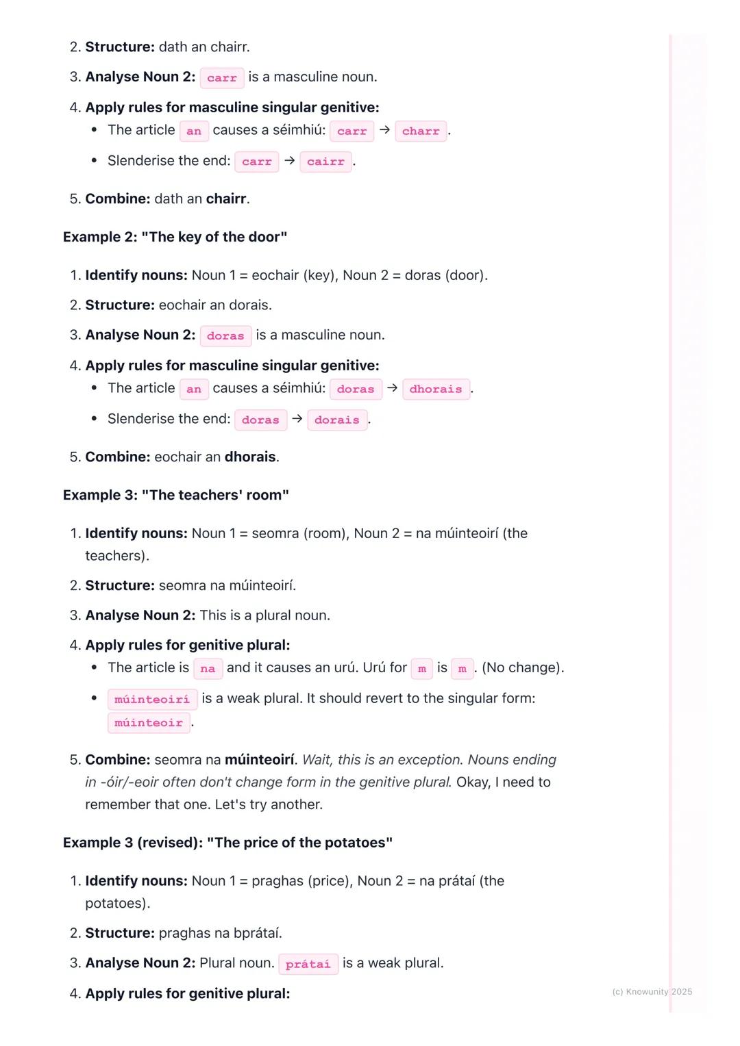 # An Tuiseal Ginideach (The
Genitive Case)
An introduction to the genitive case
The Tuiseal Ginideach is basically the 'of' case in Irish.