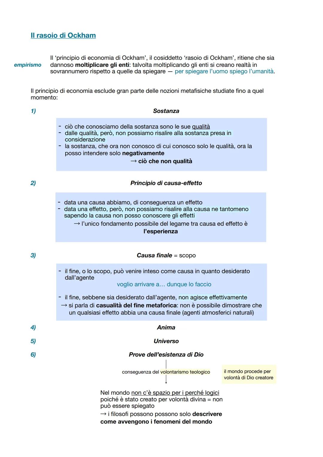 Guglielmo di Ockham: la sua metafisica
L'impostazione empiristica
Guglielmo di Ockham dichiara impossibile l'accordo tra fede e ragione; con