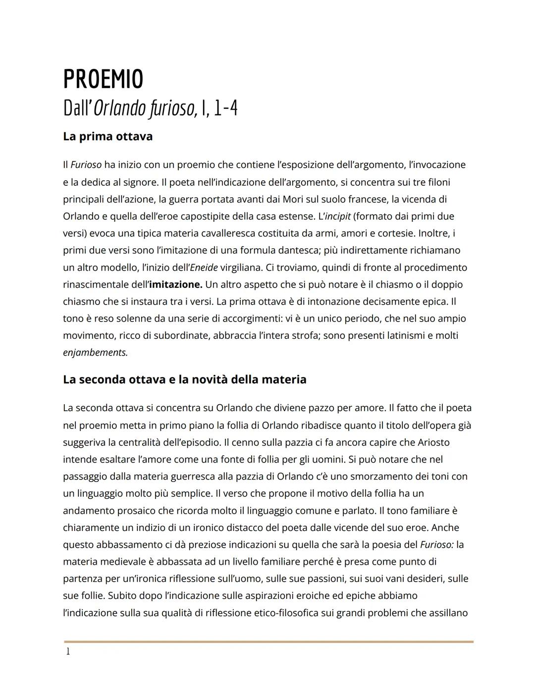 # PROEMIO
Dall'Orlando furioso, I, 1-4
La prima ottava
II Furioso ha inizio con un proemio che contiene l'esposizione dell'argomento, l'in