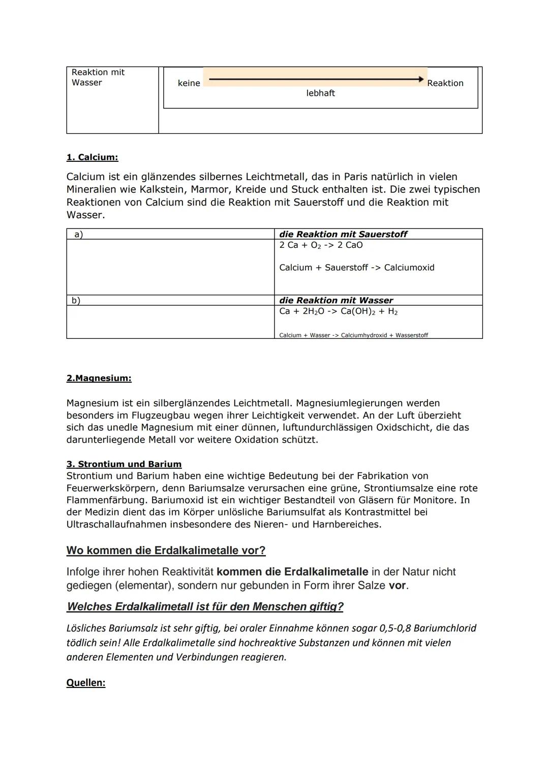 # Erdalkalimetalle
Der Name "Erdalkalimetall" bezieht sich auf einen beträchtlichen Anteil von Calcium- und
Magnesiumverbindungen in der Er