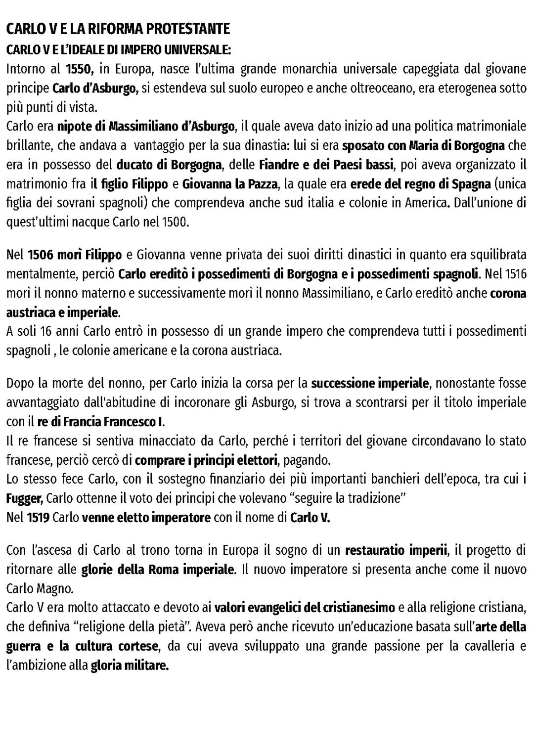 carlo v e la riforma protestante