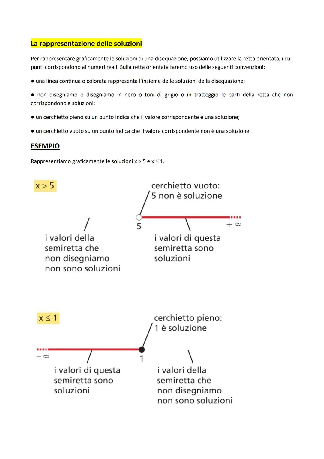 # La rappresentazione delle soluzioni
Per rappresentare graficamente le soluzioni di una disequazione, possiamo utilizzare la retta orienta