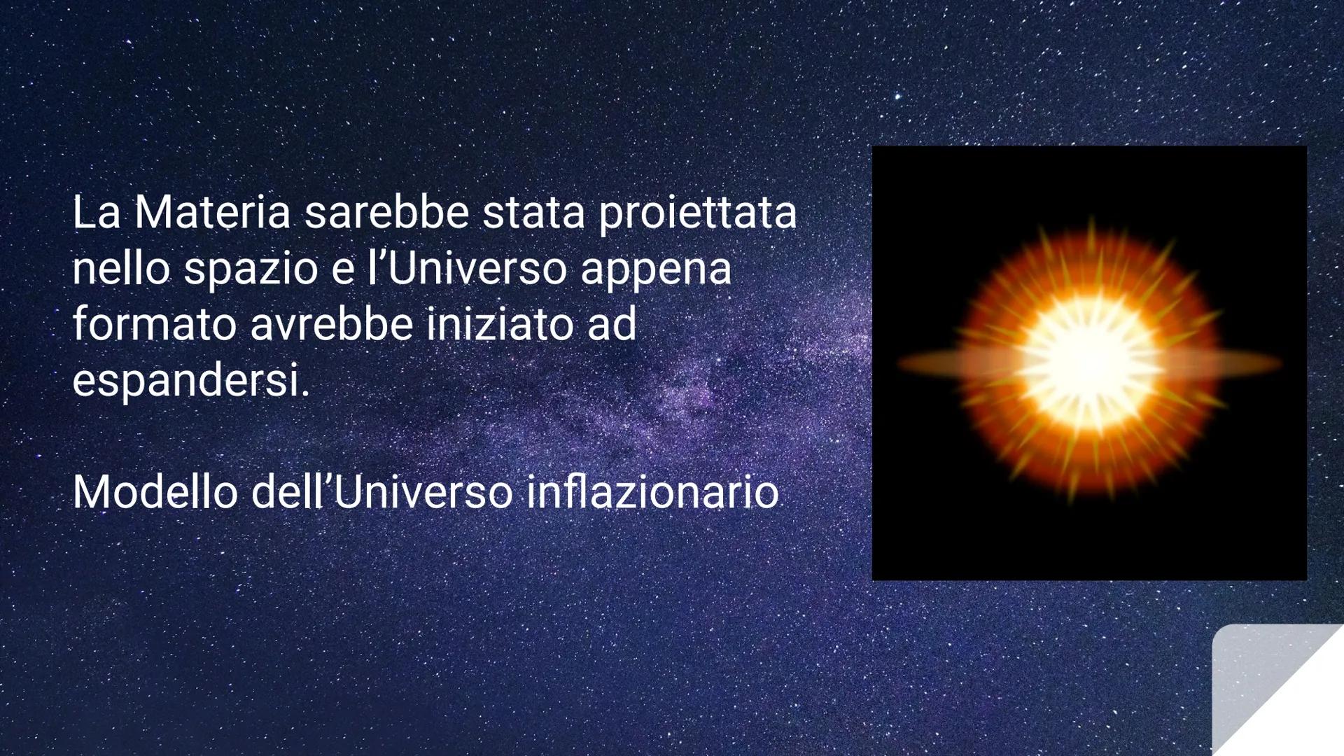 ORIGINE
DELL'UNIVERSO Universo:
Insieme dei corpi celesti (stelle, galassie,
pianeti, materia, energia) che circonda la Terra.
Solo una picc