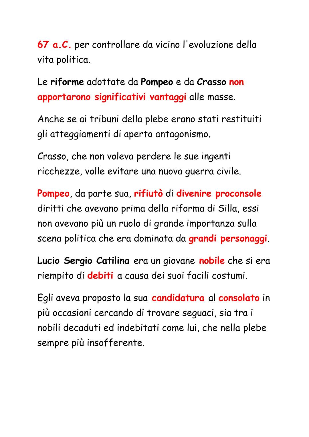 Roma nell'epoca di Pompeo e Crasso
Pompeo, dopo i successi militari contro Lepido,
Sertorio e Spartaco, era divenuto un uomo di grande
prest