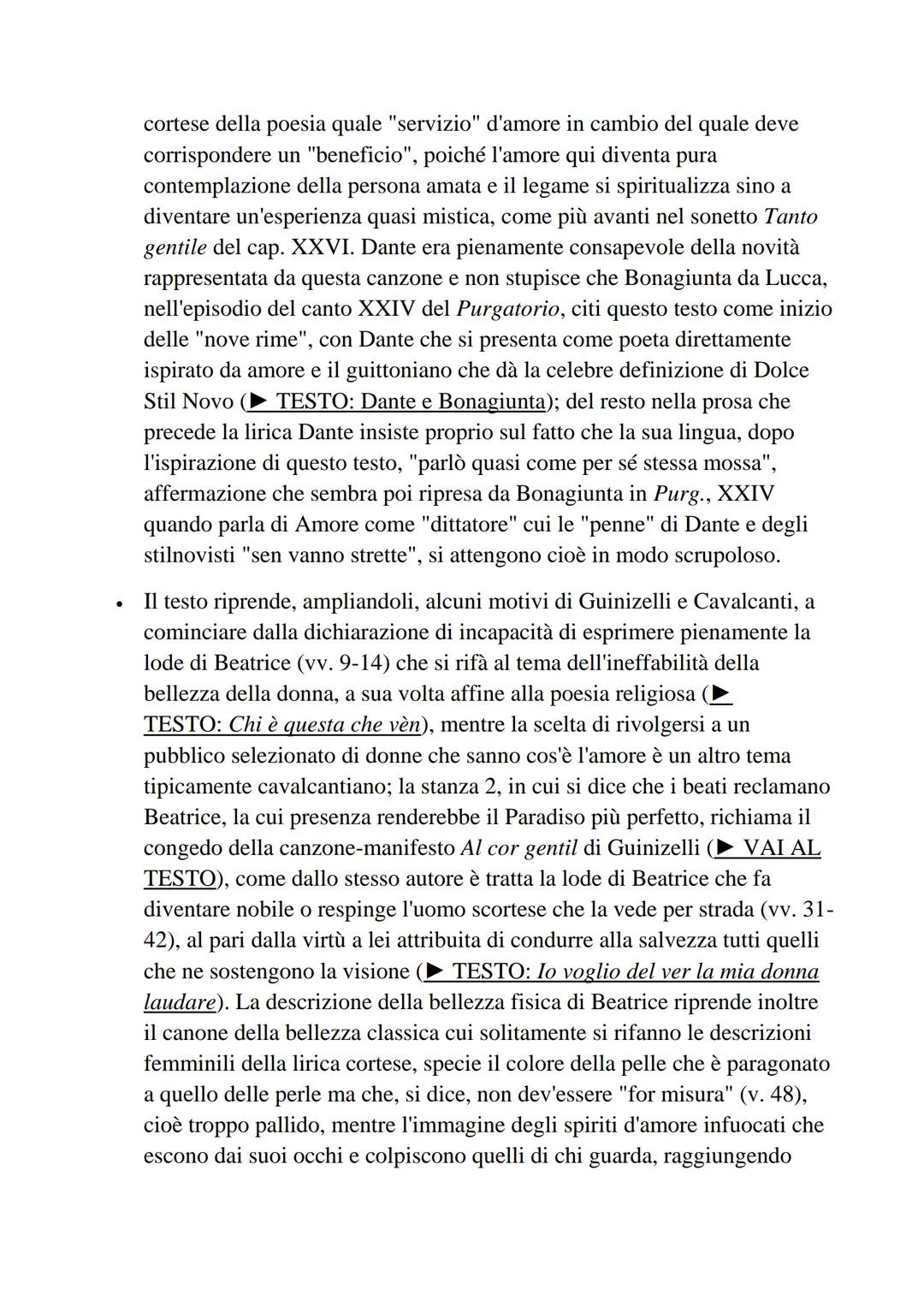 «DONNE CH'AVETE INTELLETTO D'AMORE>>
È il capitolo di svolta dell'opera, quello in cui Dante (dopo l'equivoco delle
due "donne-schermo" e il