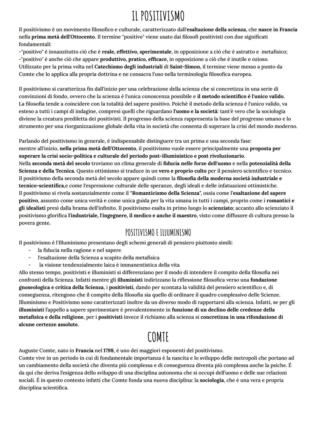 # IL POSITIVISMO
Il positivismo è un movimento filosofico e culturale, caratterizzato dall'esaltazione della scienza, che nasce in Francia