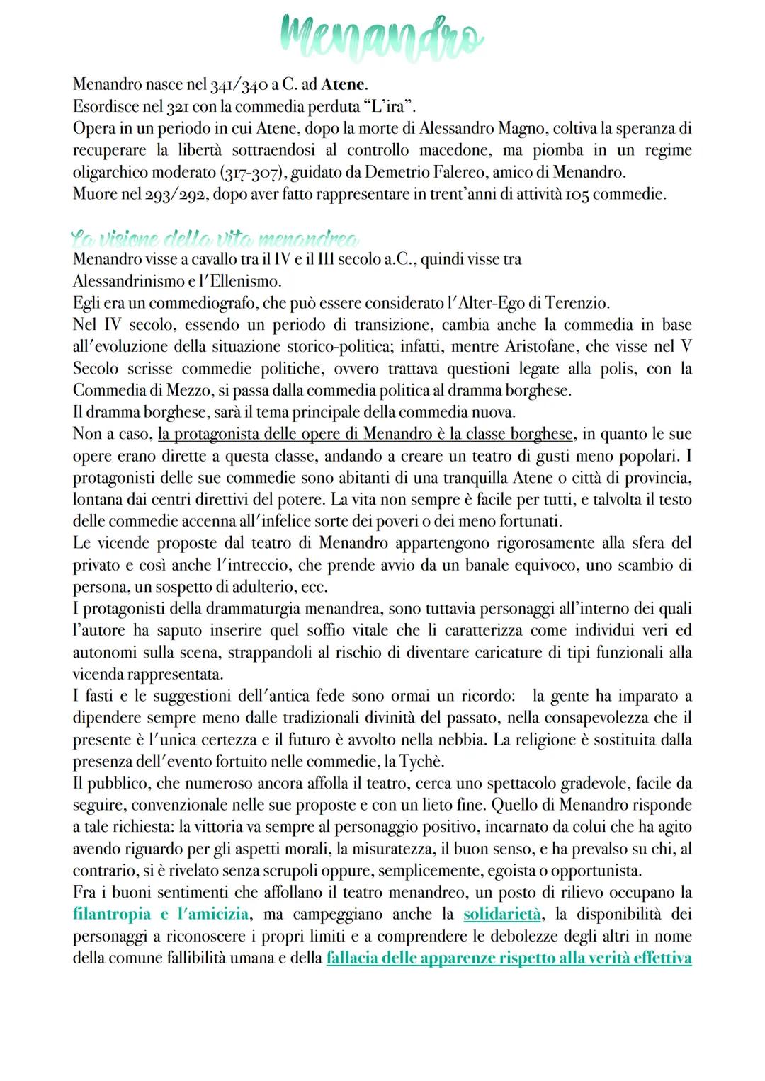 La commedia
A differenza della tragedia, la commedia ha conosciuto una fioritura più lunga e un processo
di evoluzione sul piano delle temat