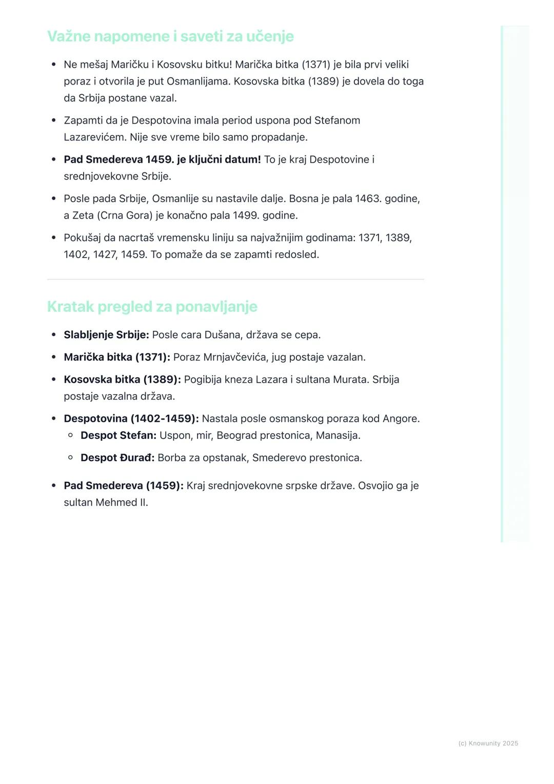 # Pad srpskih država i
despotovine
Uvod u pad srpskih država
Posle smrti cara Dušana, njegovo veliko carstvo je počelo da slabi i da se
ra