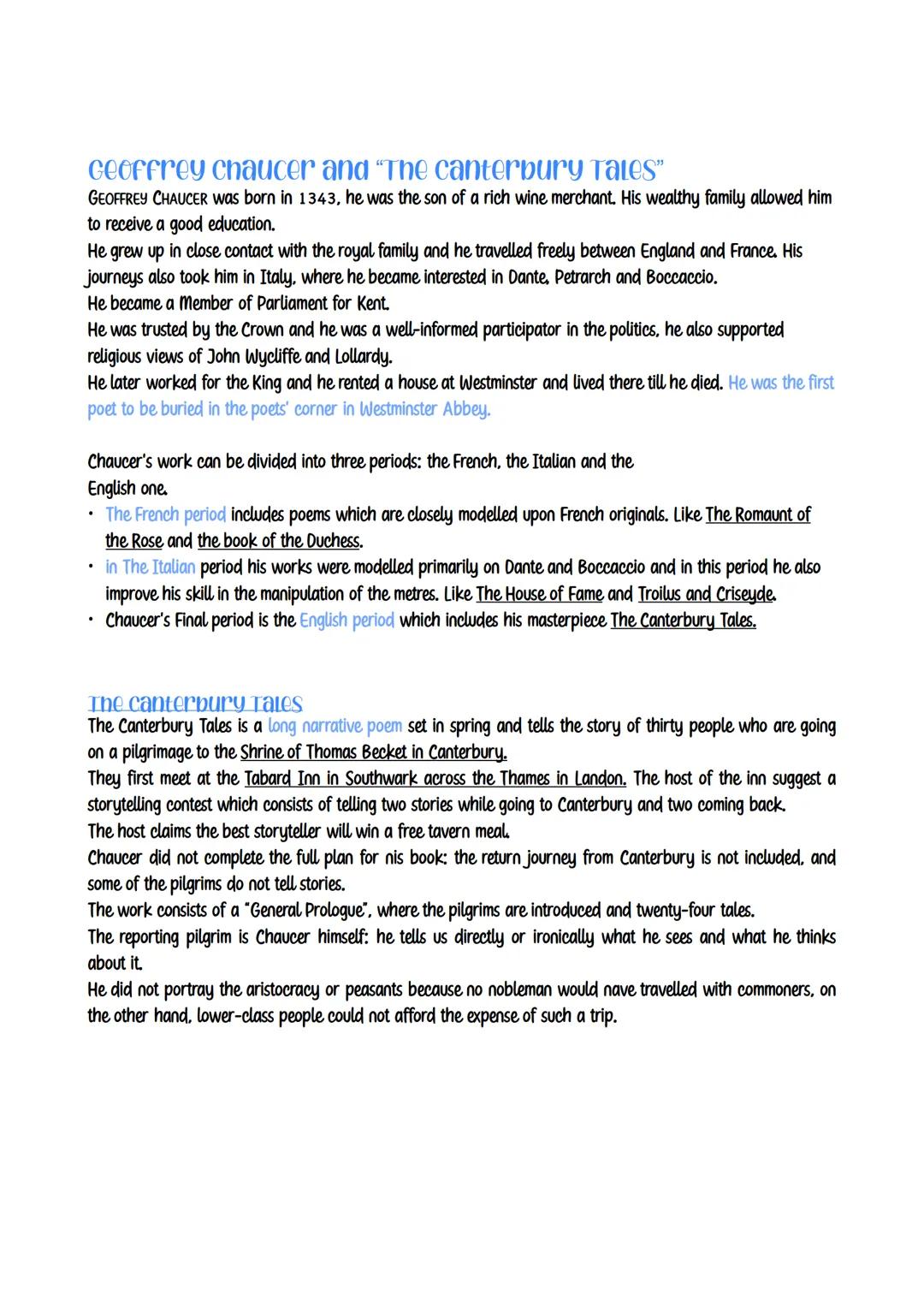 # Geoffrey chaucer and "The canterbury Tales"
GEOFFREY CHAUCER was born in 1343, he was the son of a rich wine merchant. His wealthy family